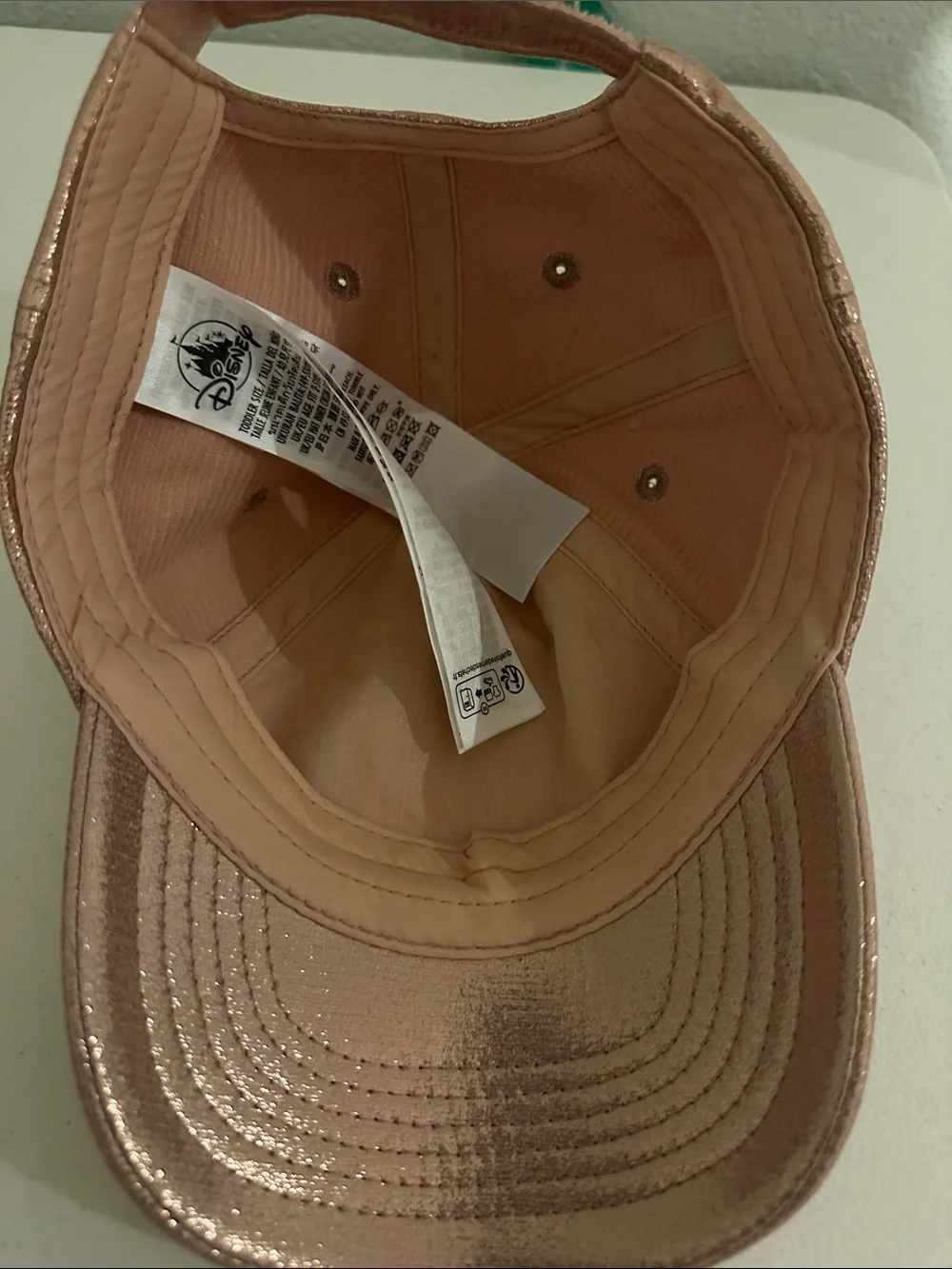 Kids Metallic Rose Gold Baseball Cap with Mickey Accent